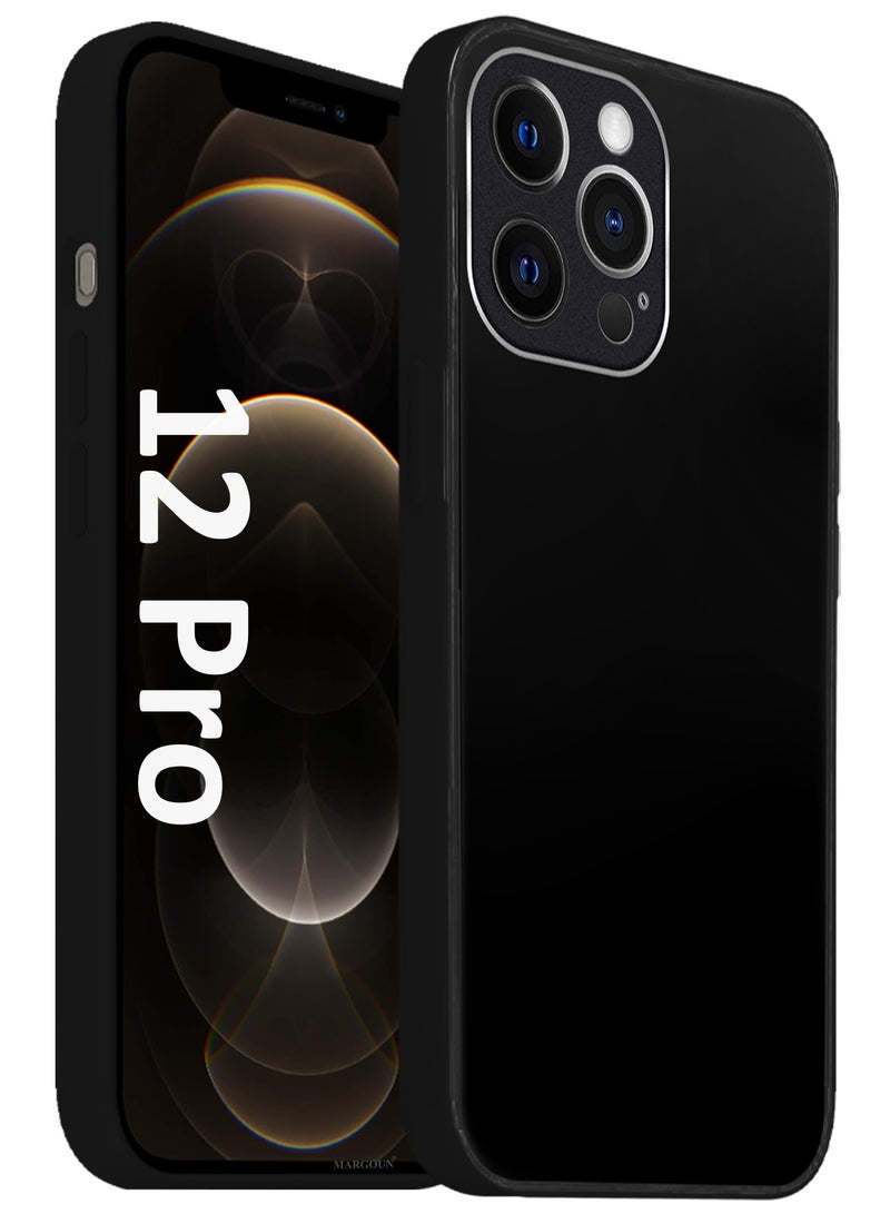 CATANES HiCool Glossy Hard TPU Case for iPhone 12 Pro - Full Coverage , Anti Finger Print , Anti Yellowing , Shockproof Slim Fit Design- Black - Image 1